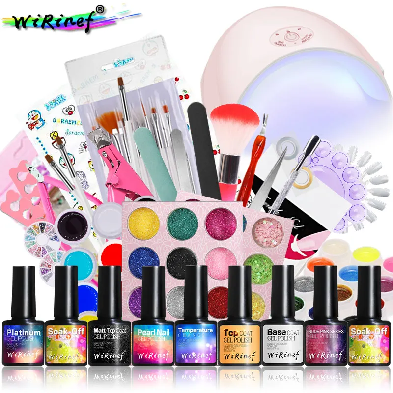 

OEM Manicure Tool Kit with 36W Nail UV lamp select 12 colors Nail gel accept Small MOQ dropshipping, Customised