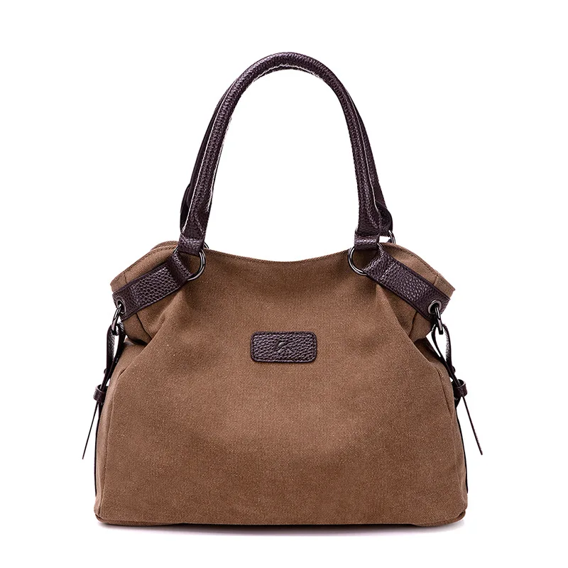 

New canvas bag female messenger bag single shoulder large capacity simple brand leisure fashion college style handbag, Customizable