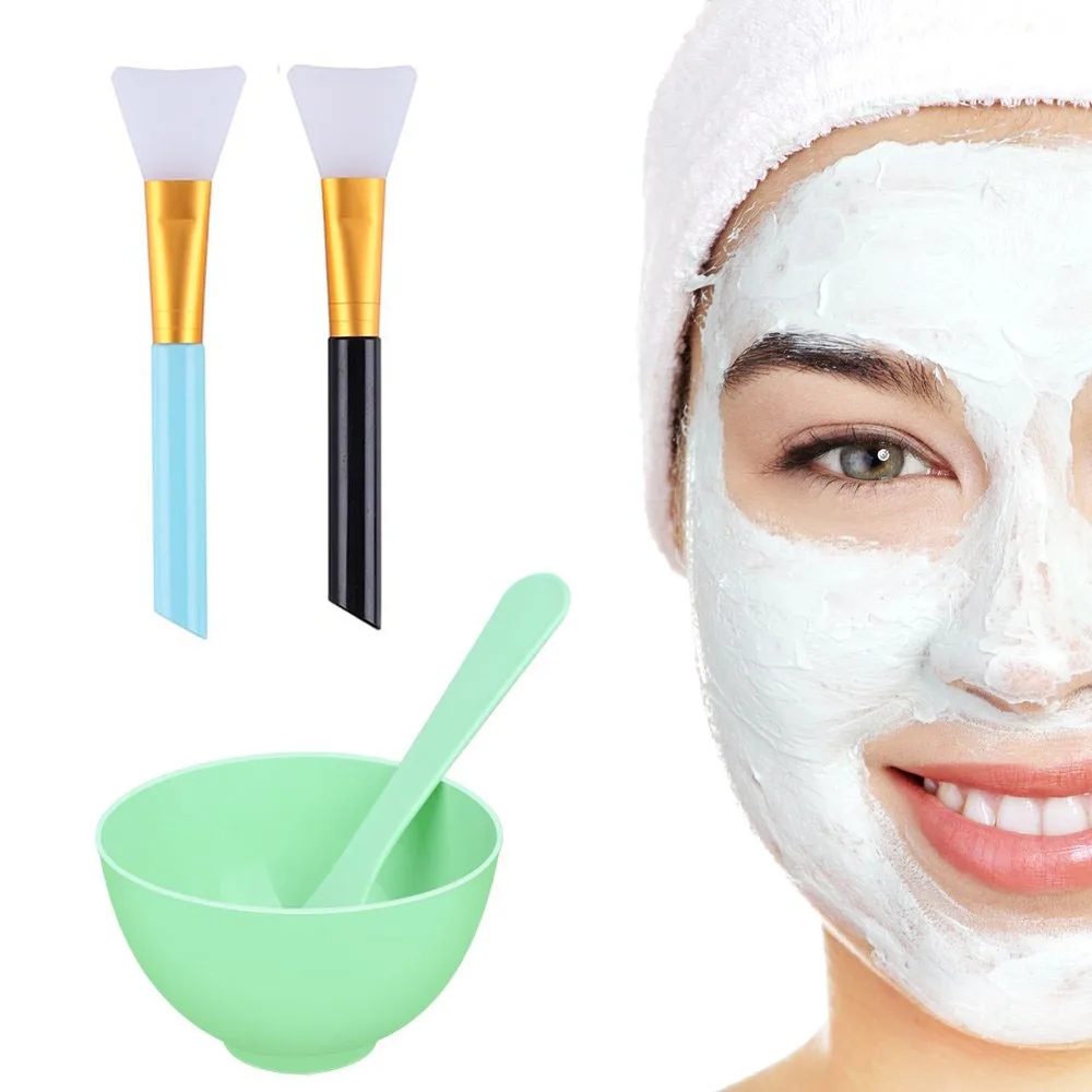 

Face Mask Mixing Bowl Set 4 in 1 DIY Face Mud Mixing Tool Kit Facial Mask Bowl Stick Spatula Silicone Mask Brush, Black/white/pink/yellow/green