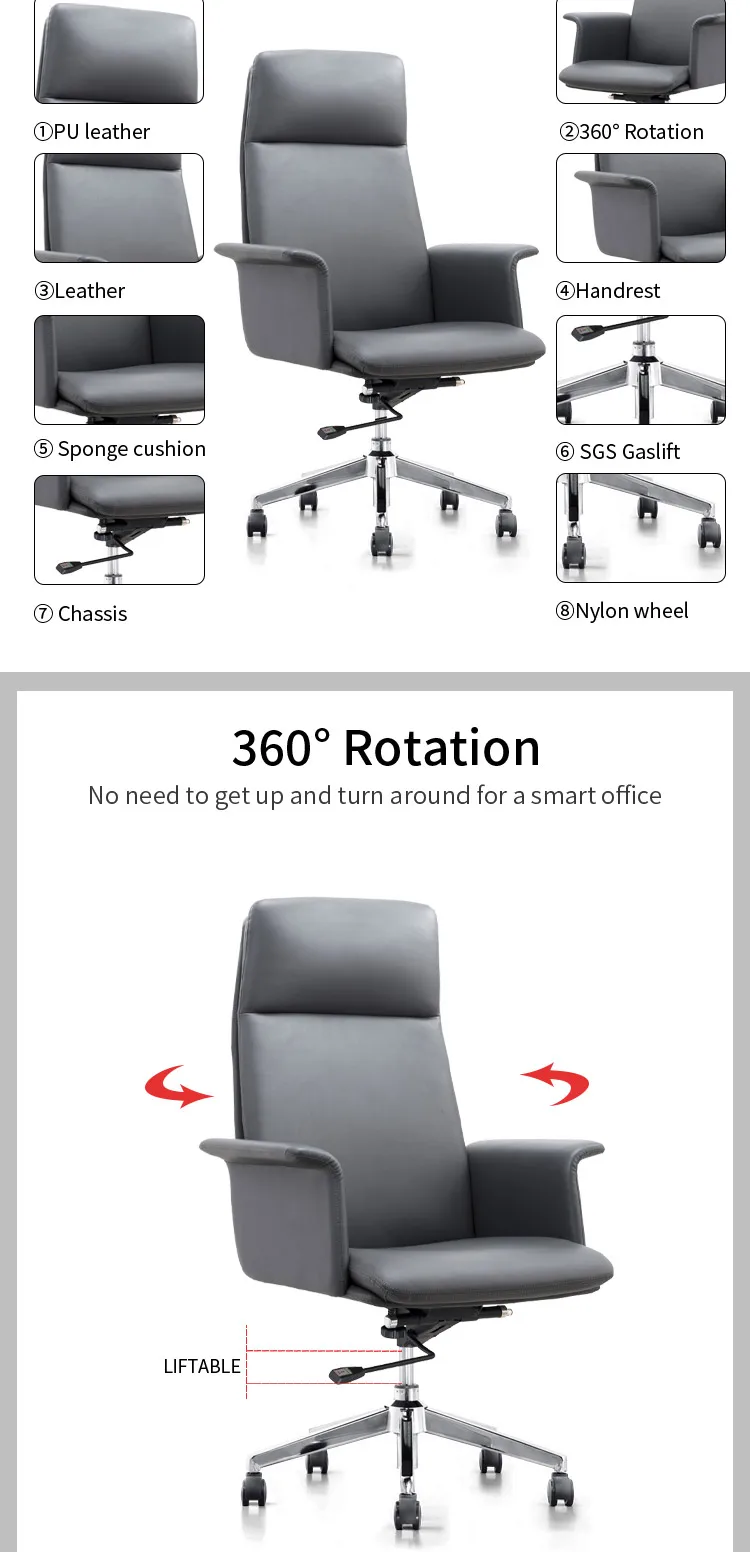 Wholesale Luxury Modern Synthetic Leather Swivel Boss Chair Office Furniture