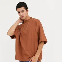 

Hip Hop 100% Cotton Men Oversized Dropped Shoulders Crewneck Cheap Plain Blank T Shirt
