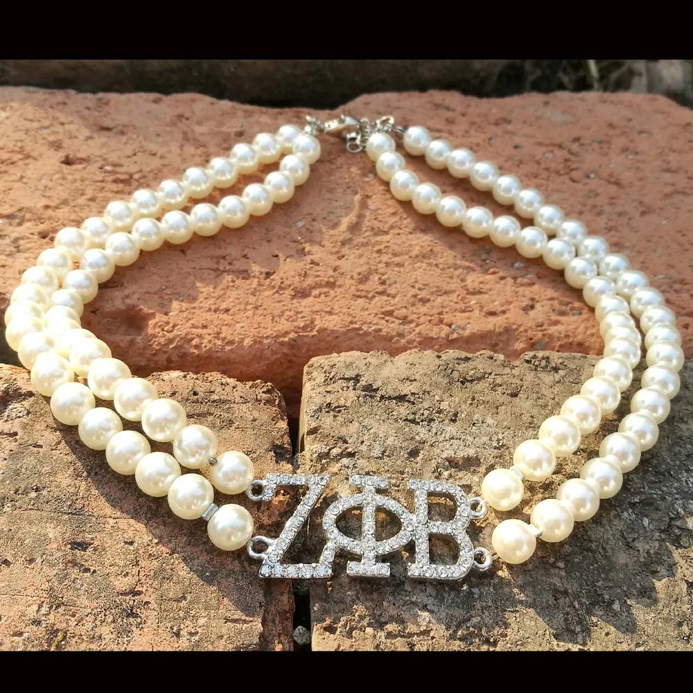 

Greek letters Sorority Multilayer Sorority pearl necklace divine nine greek letter ZPB zeta phi beta choker jewelry necklace