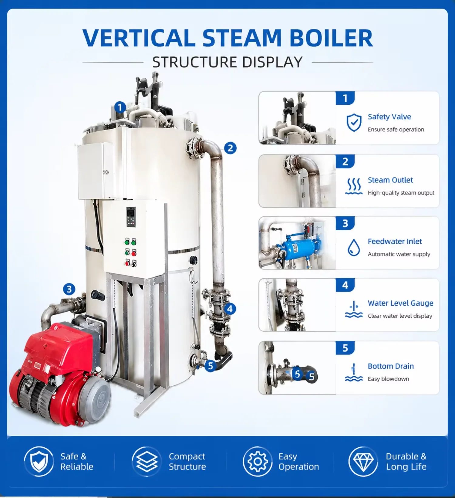 Steam Generator, 500kg, Stainless, Steel, u0026 - detail 14