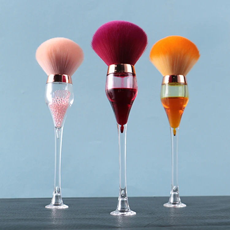 

Fashion Unique design Wine Glass shape beauty makeup tools powder brushes for Flaw less application daily makeup, Red/yellow/pink