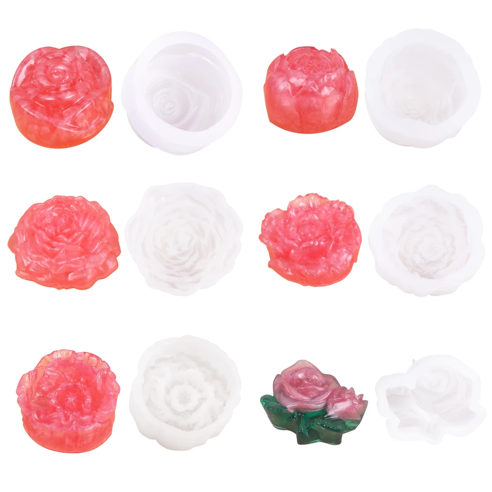 

Rose Flowers Shape Silicone Jewelry Clay Crystal Resin Molds Handmade Soap Chocolate Molds Fondant Cake Molds