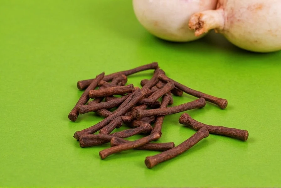 Close-up of whole and ground cloves showing their distinctive shape and color