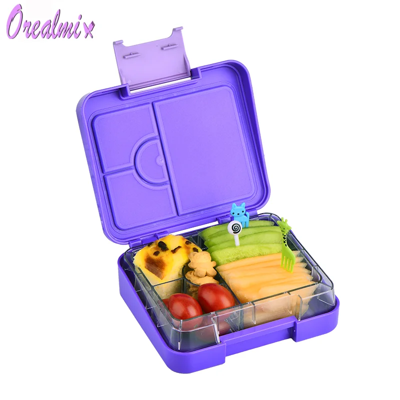 

Purple funny meal food storage box with 4 compartment nutrition balance school lunch box for kids