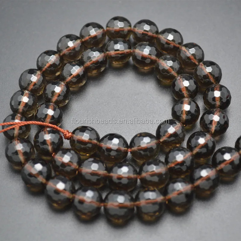 

4mm~12mm Faceted Natural Smoky Quartz Stone Round Loose Beads Large Selections