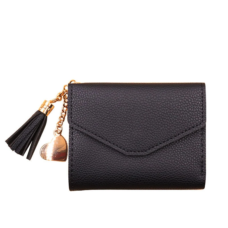 

Trendy Cute Student Tassel Pendant Trend Small Fashion PU Wallet Coin Purse Women Ladies Card Bag For Women, 5 colors