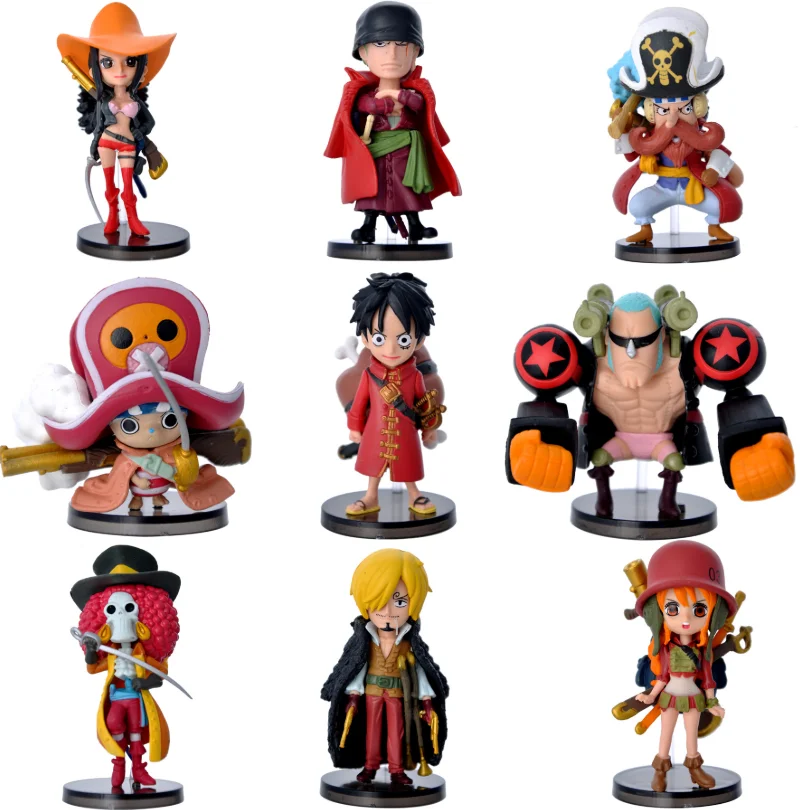 

9pcs/set One Piece Luffy Zoro Chopper Franky PVC Action Figure Collectible Model Christmas Gift Toy, Colorful