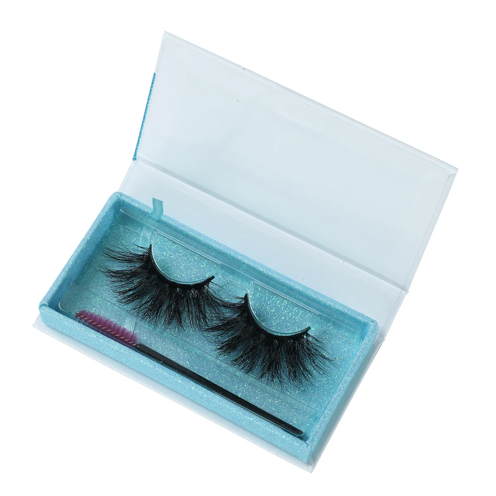 

Waterproof Fake World Beauty One Dollar Eyelashes with Rhinestone Glitter Paper Boxes In Asia, Black