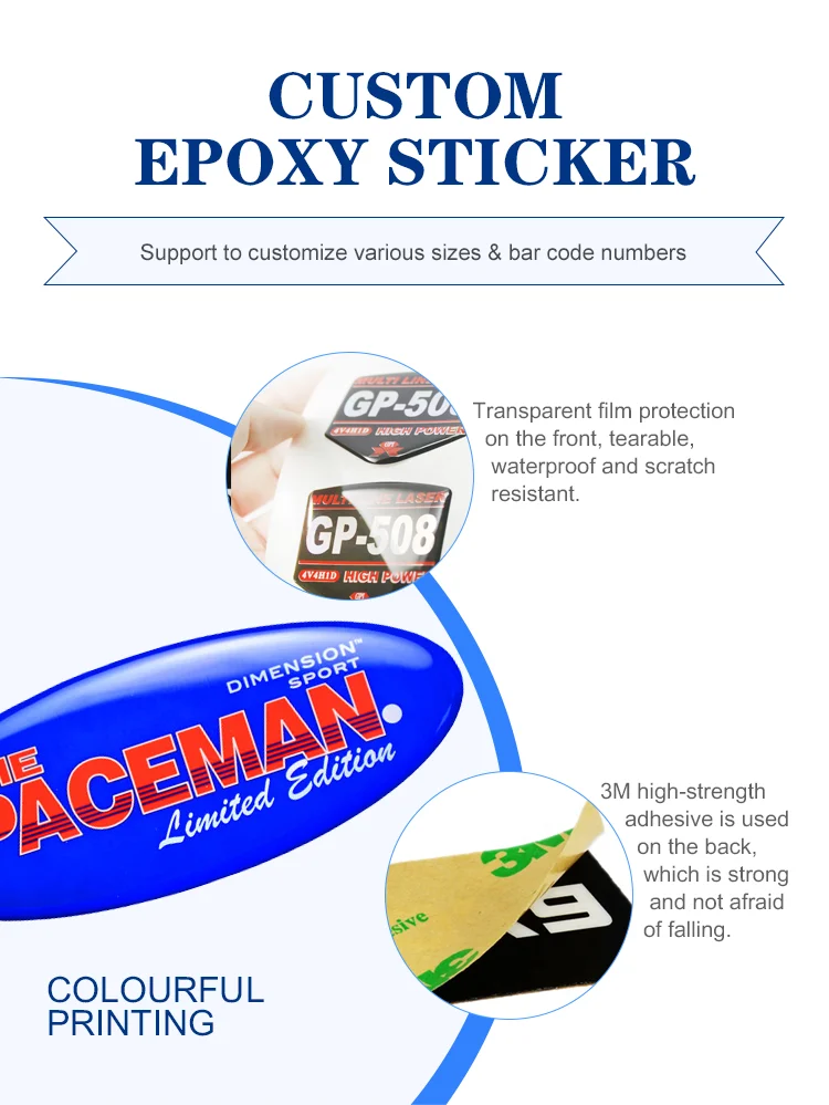 Custom Epoxy Resin Engomada Label Epoxy Oem Advanced Logo Clear 3d Adhesive Epoxi Label Pvc