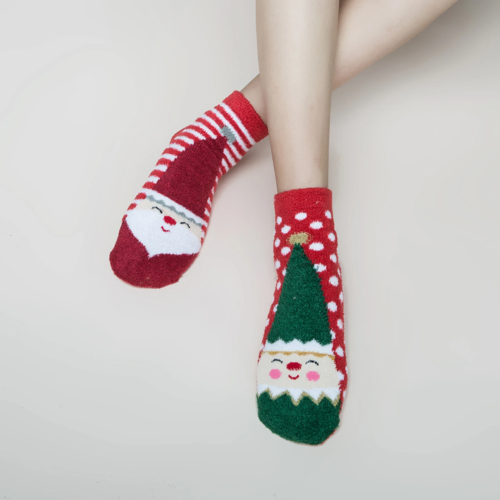 模糊定制袜子女人快乐圣诞设计冬季保暖蓬松袜子