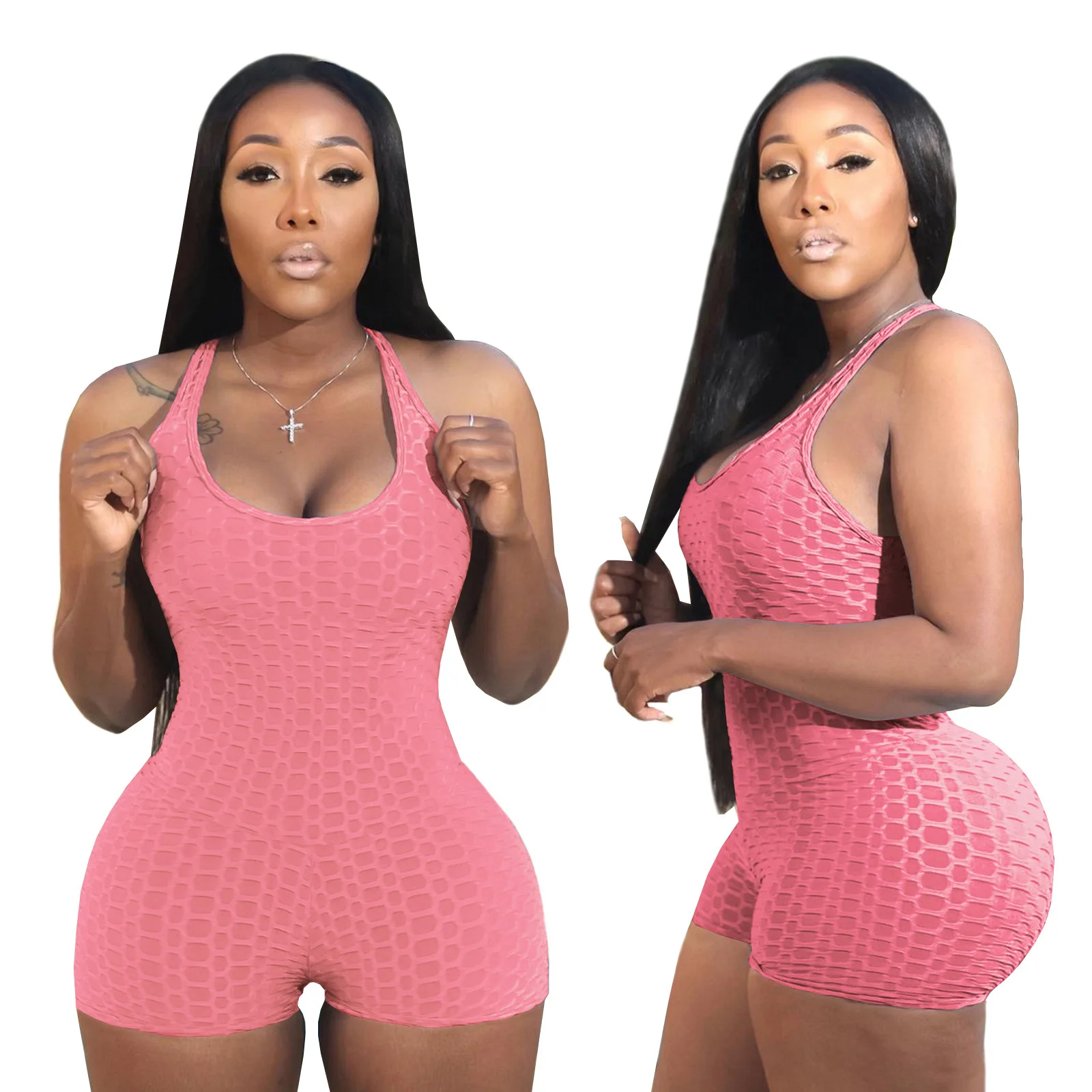 

plus size summer backless women bodysuit high stretch short romper womens club wear 2021 rompers womens one piece jumpsuit