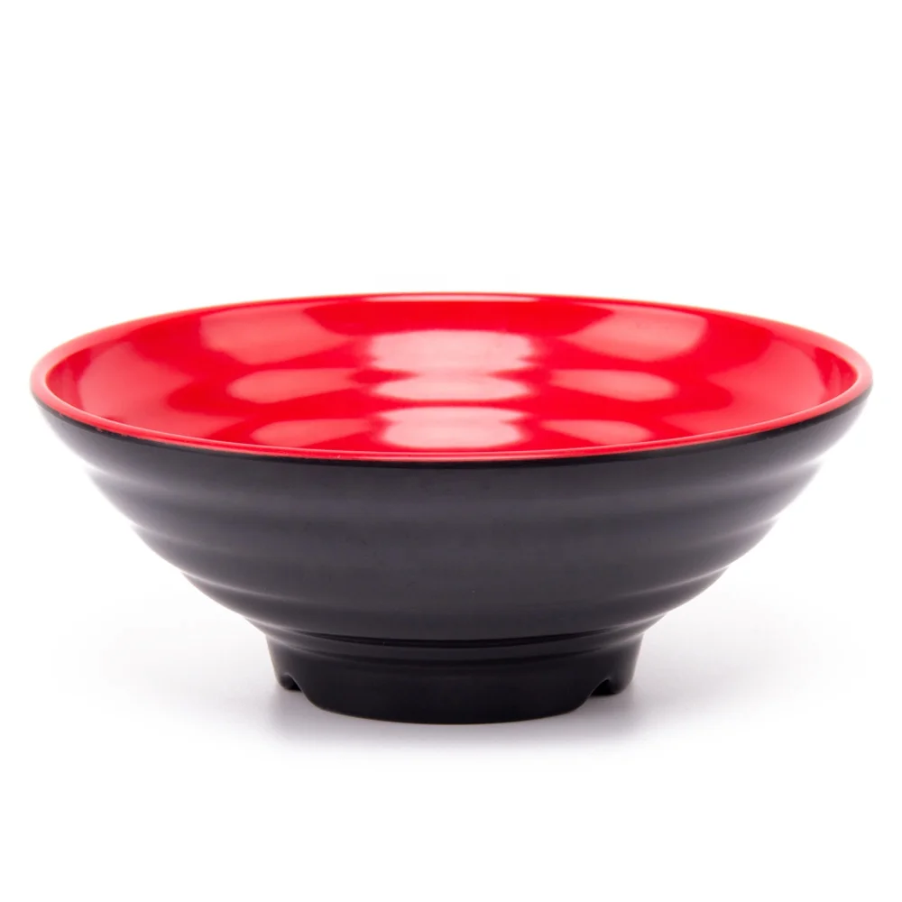 

Eco Friendly  54 Oz Noodle Bowl With Notch Black And Red Japanese Ramen Bowls With Melamine Kitchen Ware