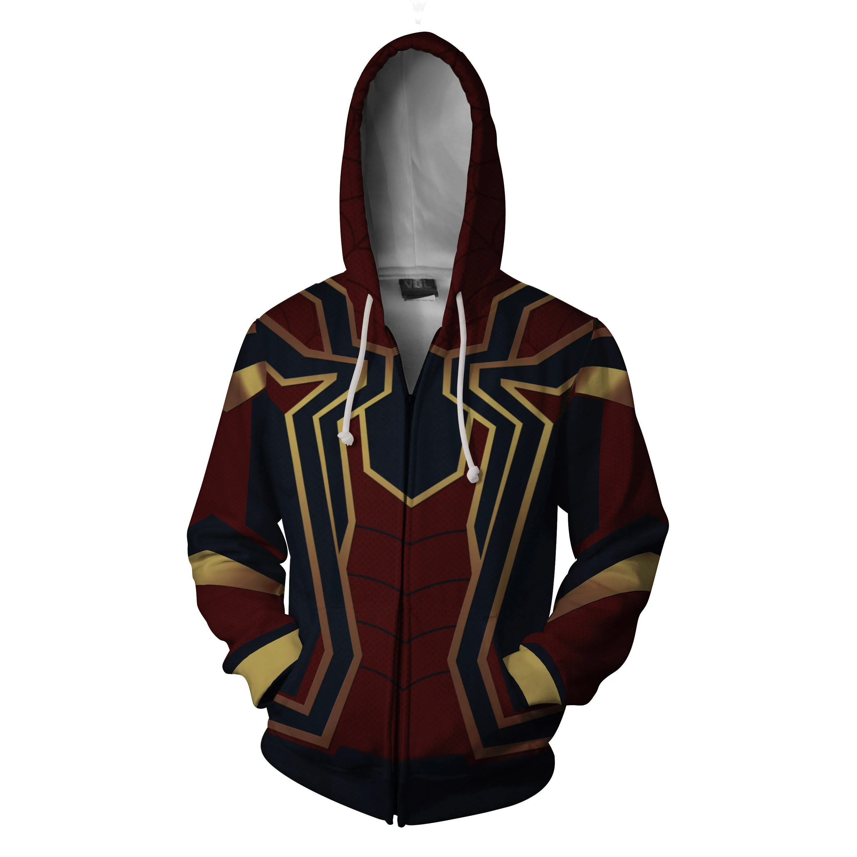 

New Design plus size Sweaters Custom 100% cotton Print Zipper Spiderman Hoodie, Customized color