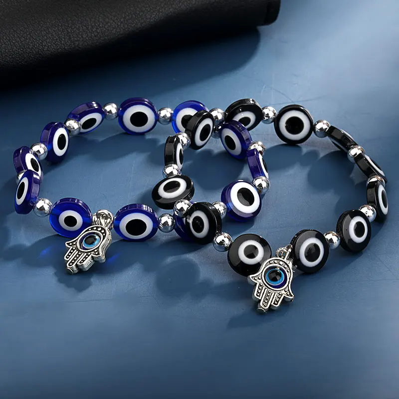 

New fashion Evil blue eyes bracelet for women turkish resin beads Handmade elasticity couple bracelet