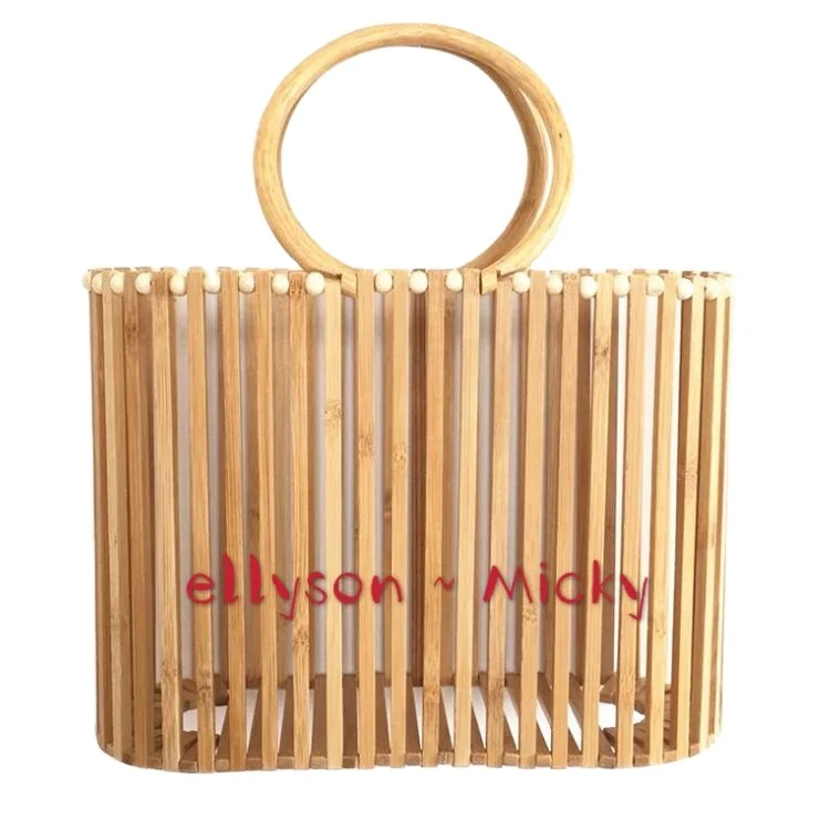 

Bamboo bag ring rattan handbag Ins net red popular bamboo beach bag bamboo woven bag, According to customer's requirements