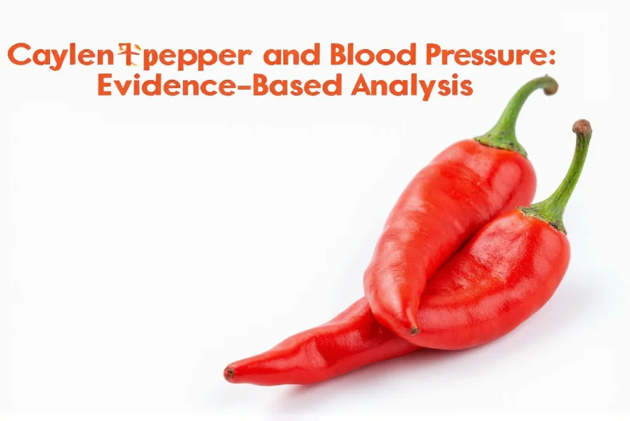 Cayenne pepper pods on wooden table with measuring spoon showing proper dosage for blood pressure management