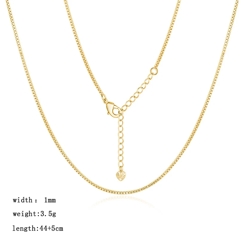 

Wholesale Customized 18k Gold Plated 0.6-1.2mm Box Chain Adjustable Stainless Steel Necklace Fashion Woman Necklace Jewelry