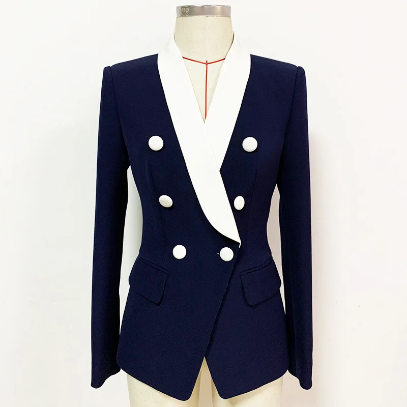 

2021 new arrivals wholesale office lady high quality classic shawl collar contrast color women blazer jacket