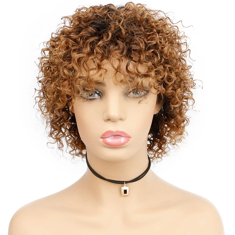 

Cheap 1b/30 Ombre Human Hair for Women Peruvian Curly Wig with Bangs Afro Kinky Curly Wigs Jerry Curly Brown Short Wig, 1b , 1b/30, 1b/27,1b/99j,#27,#30,#99j