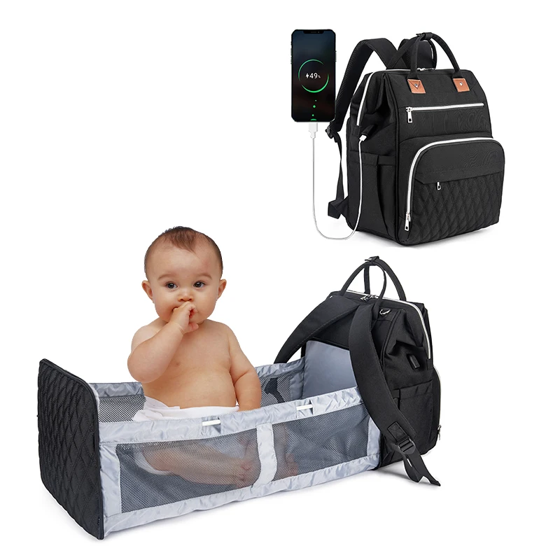 

Fashion Foldable Diaper Bag With Bassinet Baby Bag Backpack With Changing Station For Mom Travel Crib Diaper Bag Bed