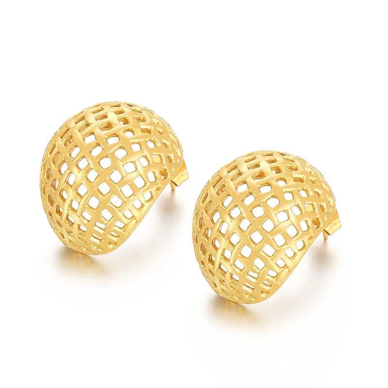 

Kalen Fashion Stud Earrings 18K Gold-plated Jewelry Stainless Steel Hollow Mesh Earrings