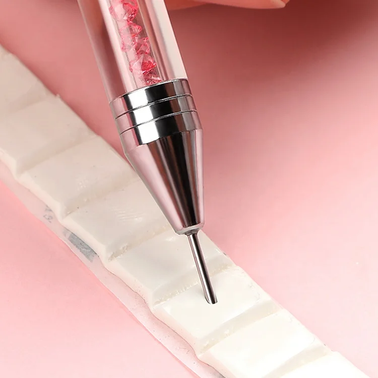 

Rhinestone Handle Nail Art Pen Nail Point Drill Pen Double Head Wax Head Pen Manicure Art Dotting Decoration Tools