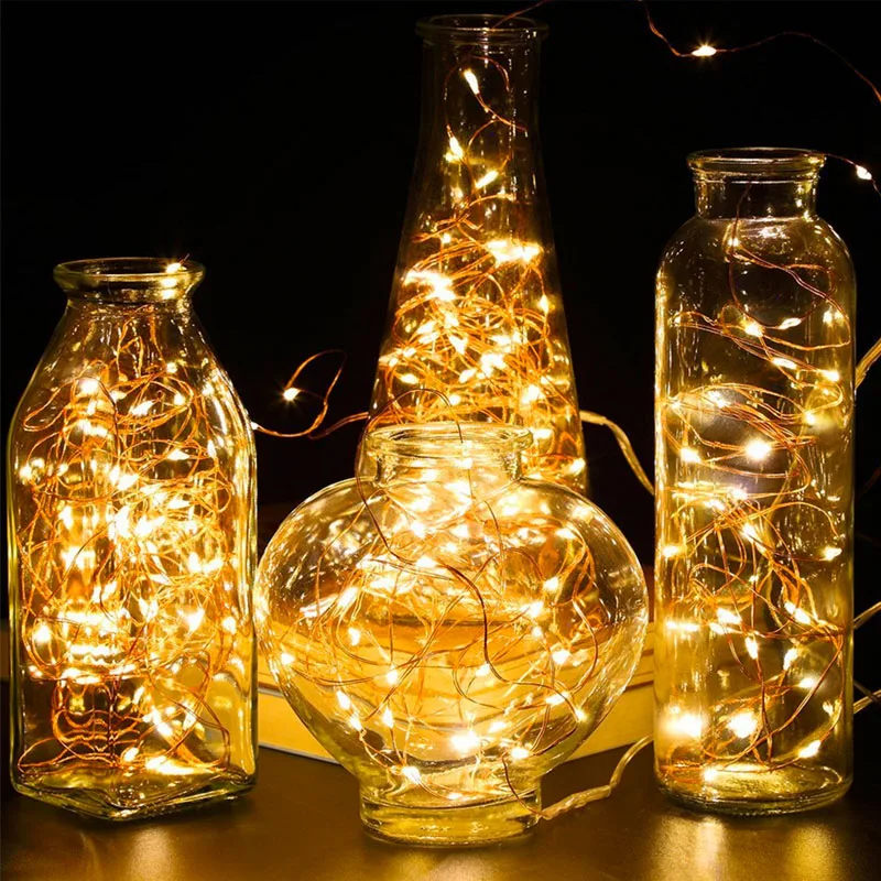 Battery Copper Wire Light Operated Luces Navide Led Copper Wire Christmas Light Fairy String Lights For Outdoor Decoration