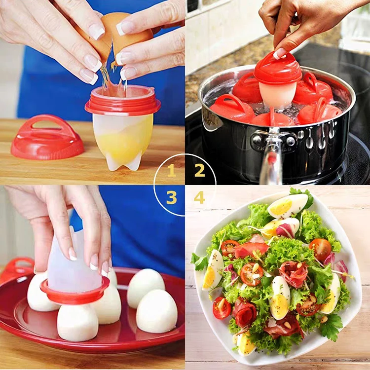 Factory Direct Eco-friendly Hard Boiled Silicone Egg Cooker Poacher Non Stick Rapid Egg Cooker