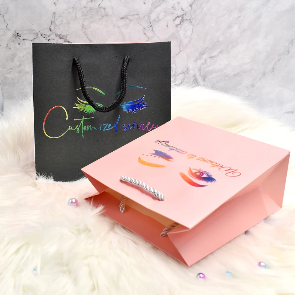 

Factory Price Eyelash Paper Bags Custom Logo Gift Bag Empty Shopping Bags Private label lashpackaging, Marble, black, pink, white and other colors