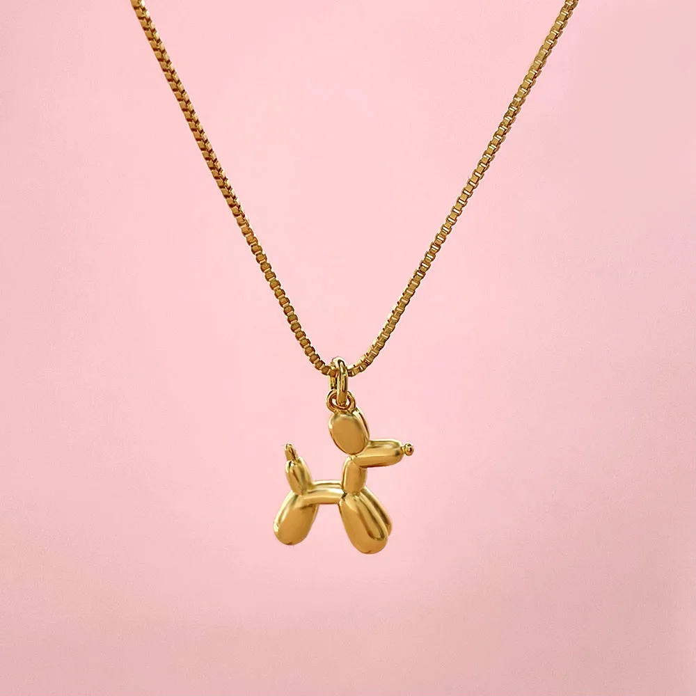 

Foxi fashion jewelry gold silver pendant necklace lovely puppy ballon dog necklace