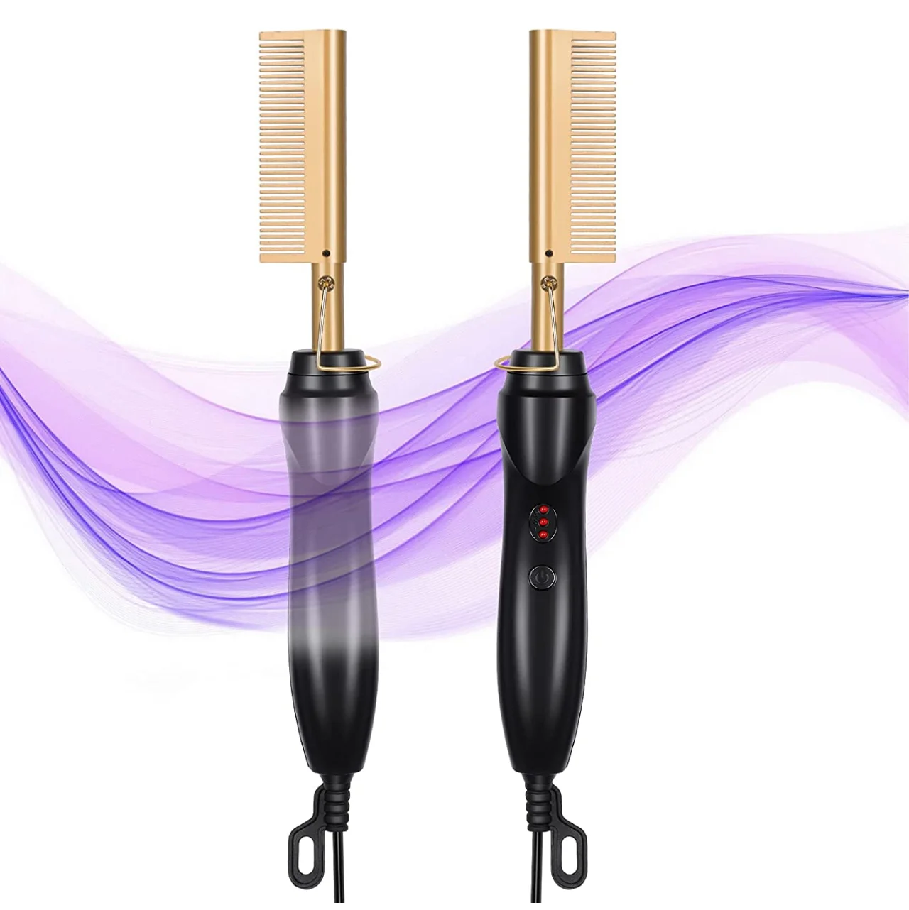 

Irons Digital Ceramic Professional Cream Flat Tool Straightening Hot Comb 500 Degrees Steam Hair Straightener