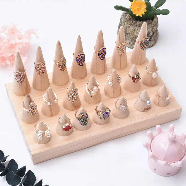 

Factories sell well Ring Jewelry Display Tray Wooden Jewelry Display Stand, Nature