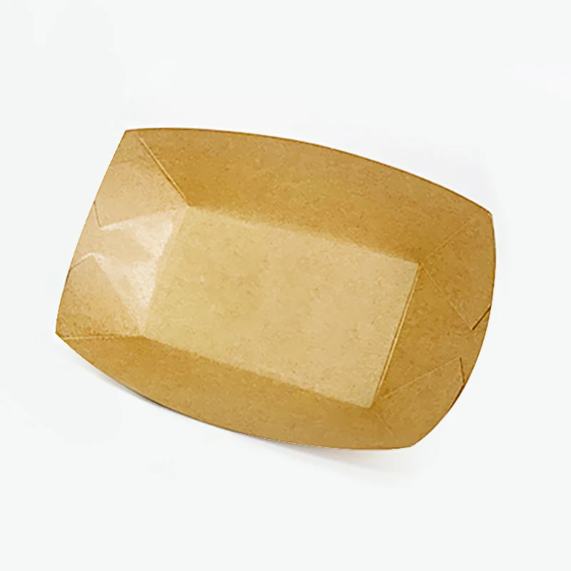 

Disposable Kraft Paper Food Tray 4oz 6oz 10oz Boat Shape Snack French Fries Chicken Salad Take Out Containers For Party