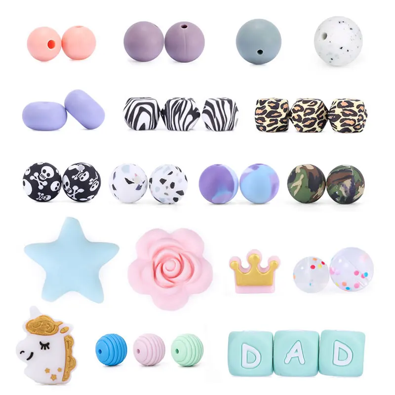 

Eco-Friendly Chewable Baby Loose Beads Silicone Bead Necklace, 1 colors or customized