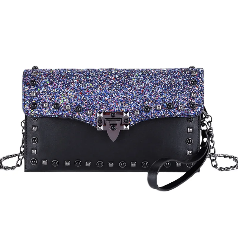 

Fashion Rivet Sequin Envelope Party Bag Banquet Evening Clutch Bags For Women