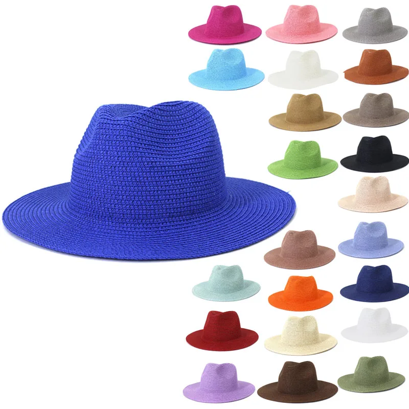 

Unisex Visor Panama Fedora Straw Hats Floppy Customized Women Straw Beach Hats 2021 Hot Selling Travel Evergrowing Adults