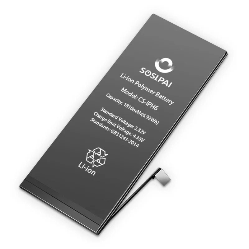 Wholesale Li-polymer mobile phone battery 3.82v-4.35v 1810mAh(6.92Wh) mobile universal battery for iphone 6 battery