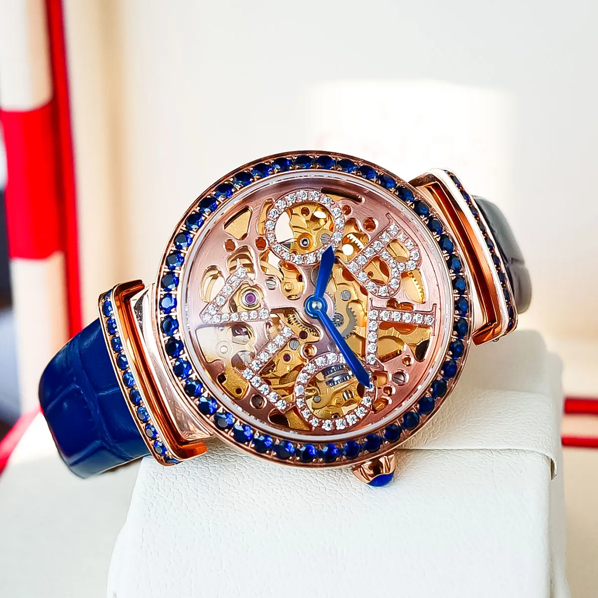 

OBLVLO New Design Women Rose Gold Automatic Watches Skeleton Top Brand Luxury Female Wrist Watch Clock Leather Relogio Feminino