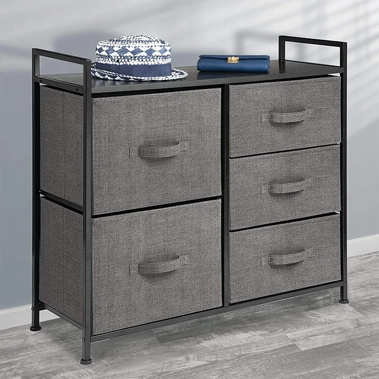 

Furniture Storage Sturdy Steel Frame Wood Top Easy Pull Fabric Drawers Bins Organizer Unit for Bedroom, Customized color