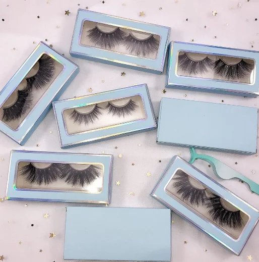 

Lashes Factory Wholesale False Eyelashes Faux Mink Silk Fiber Eye Lashes With Eyelash Vendor Customized Packaging Box, Black