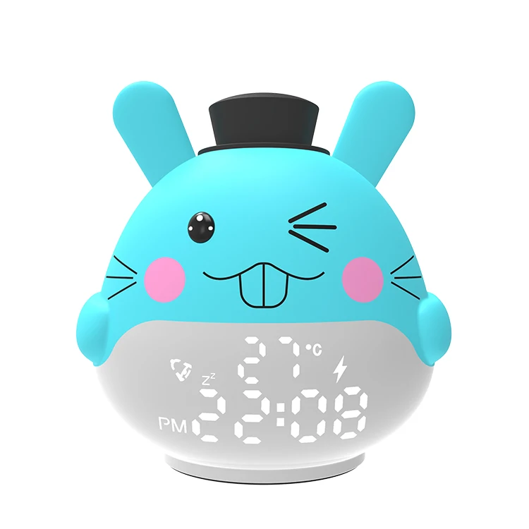 

2021 Toys Gifts Cartoon Touch Sensing Date zodiac animal kids sleep trainer led alarm clock with night light, White, yellow, blue, pink or customized