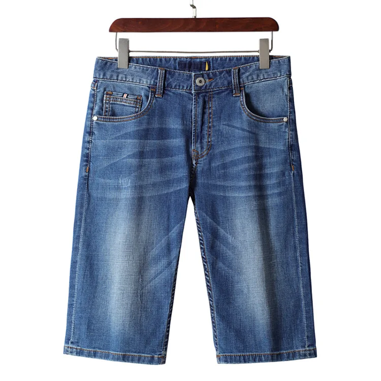 

HT OEM custom logo Men Blue denim cut shorts jeans