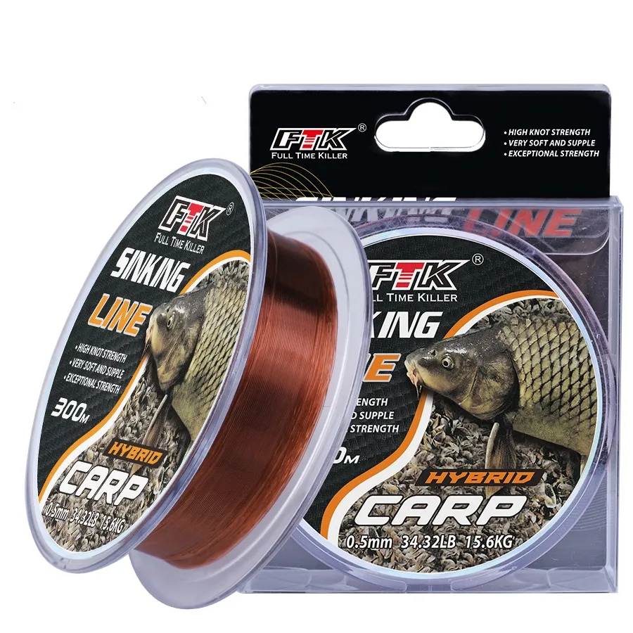 FTK 100M Fluorocarbon Coating Sinking Fishing Line Carbon Fiber Leader Wire with Lure for Bait Fishing