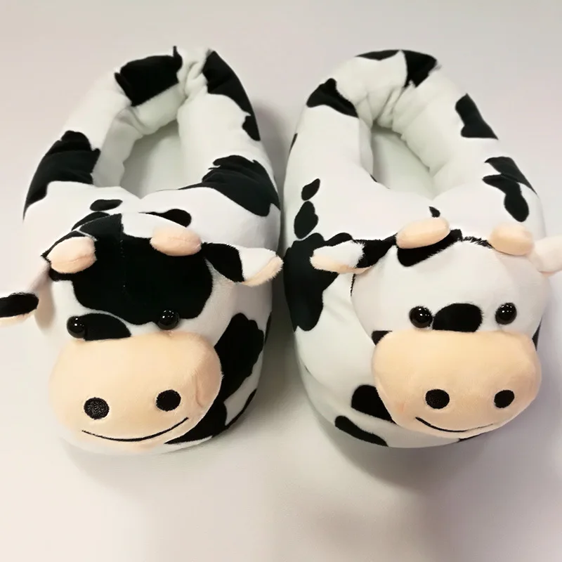 

Cartoon Cute Plush Cow Warm Thick slippers floor home plush thick Animal warm shoes winter fuzzy custom sneaker slippers