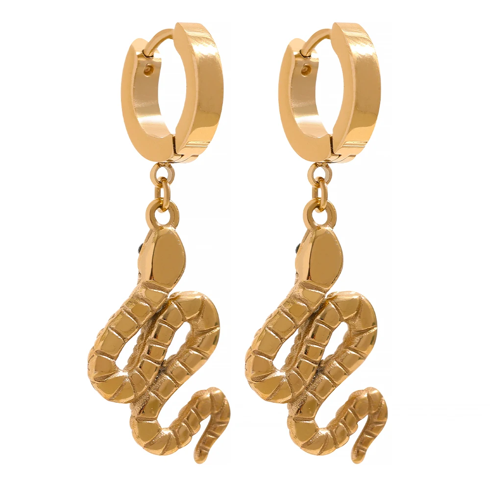 

JINYOU 2115 New Fashion Charm Animal Stainless Steel Snake Pendant Drop Dangle Earrings Jewelry for Women