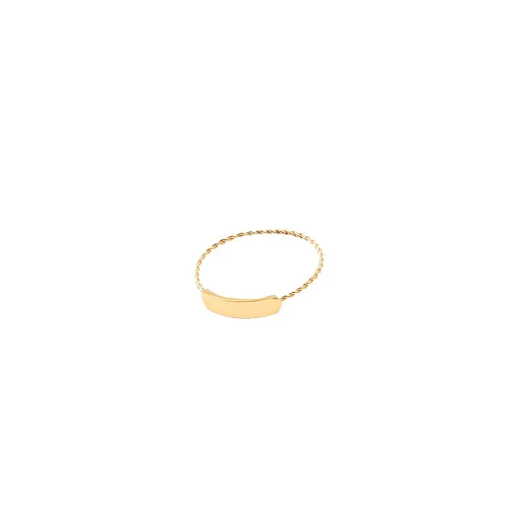 

Trendy rings jewelry gold plated square blank twisted rings women