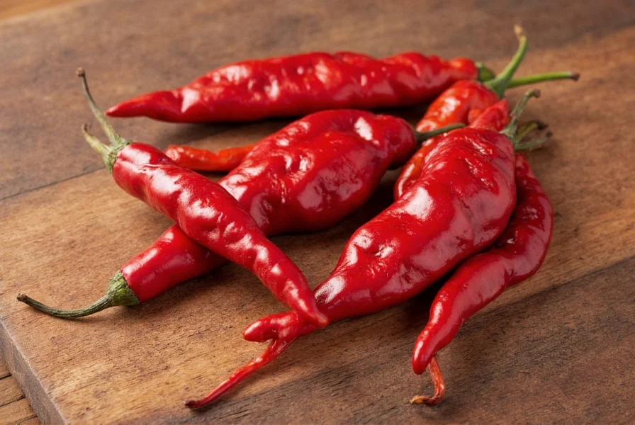 Dried chiles soaking in hot water